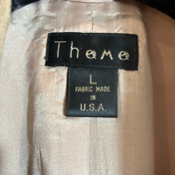 THEME Sz L 100% Wool Classic Lapel Slim Fit Pockets Lined Shoulder Pads Blazer - Picture 2 of 9